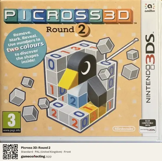 Picross 3D: Round 2 Nintendo 3DS, United Kingdom box front