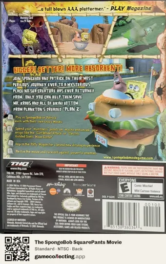 The SpongeBob SquarePants Movie Nintendo GameCube, NTSC box back