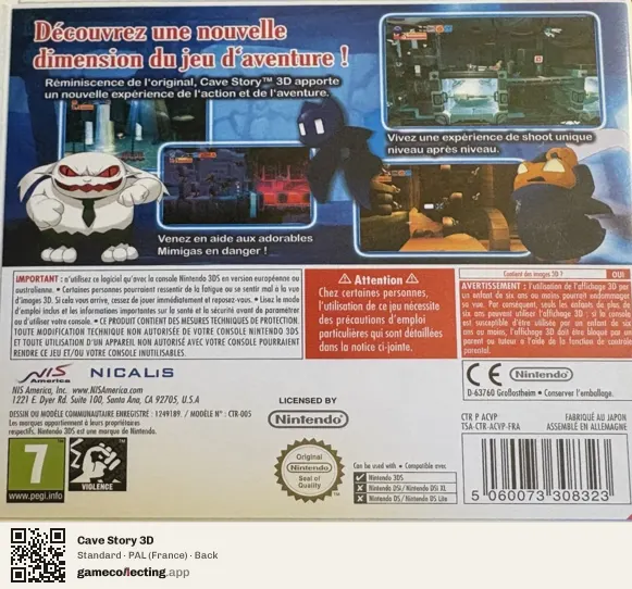 Cave Story 3D Nintendo 3DS, France box back