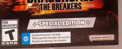 Dragon Ball: The Breakers, the ESRB box on its front
