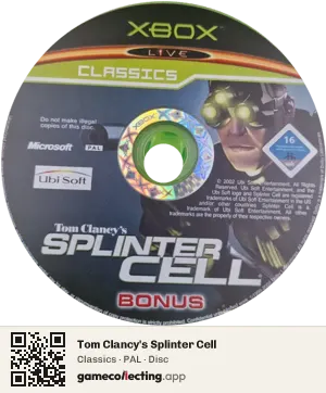 Tom Clancy's Splinter Cell Xbox, PAL disc