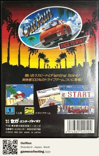 OutRun Sega Mega Drive / Genesis, Japan box back