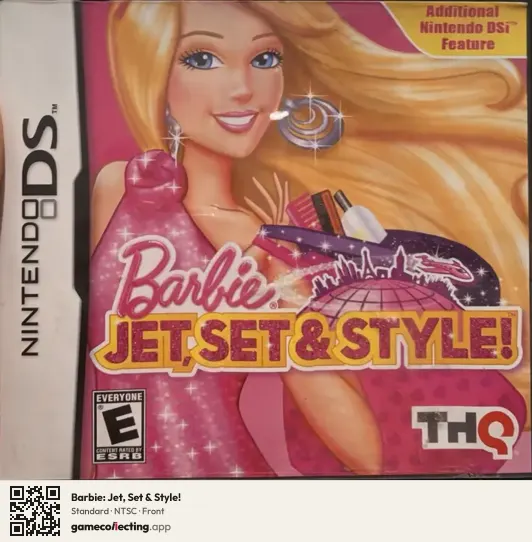 Barbie: Jet, Set & Style! Nintendo DS, NTSC box front