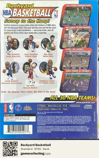 Backyard Basketball PlayStation 2, NTSC box back