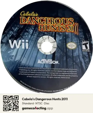Cabela's Dangerous Hunts 2011 Nintendo Wii, NTSC disc
