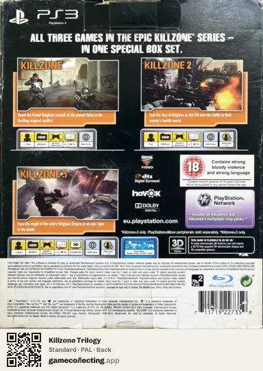 Killzone Trilogy PlayStation 3, PAL box back
