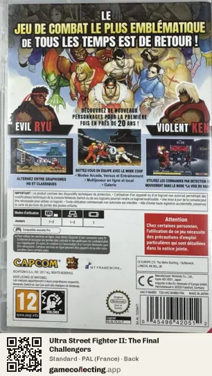 Ultra Street Fighter II: The Final Challengers Nintendo Switch, France box back