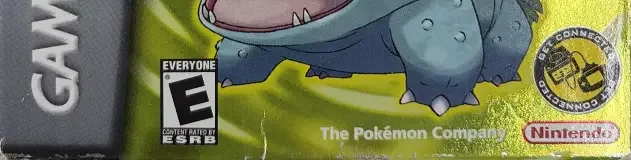 Pokémon LeafGreen Version, the ESRB box on its front