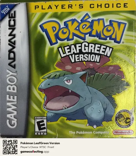 Pokémon LeafGreen Version Game Boy Advance, NTSC box front