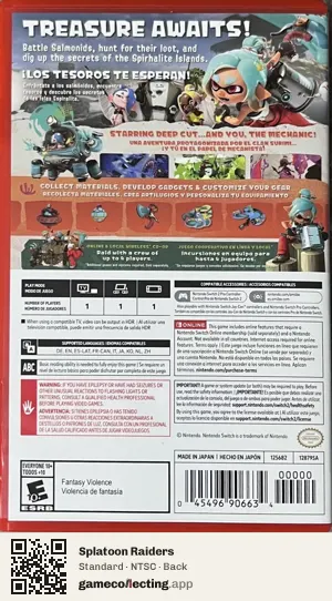 Splatoon Raiders Nintendo Switch 2, NTSC box back