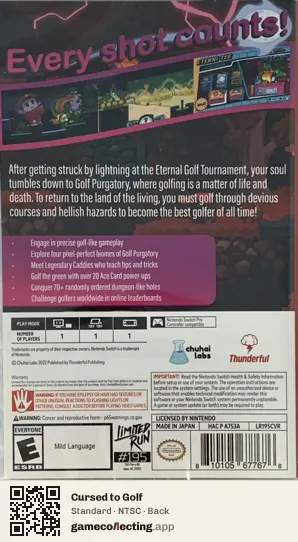 Cursed to Golf Nintendo Switch, NTSC box back