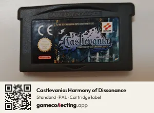 Castlevania: Harmony of Dissonance Game Boy Advance, PAL cartridge label