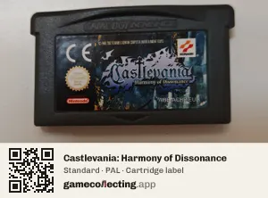 Castlevania: Harmony of Dissonance Game Boy Advance, PAL cartridge label