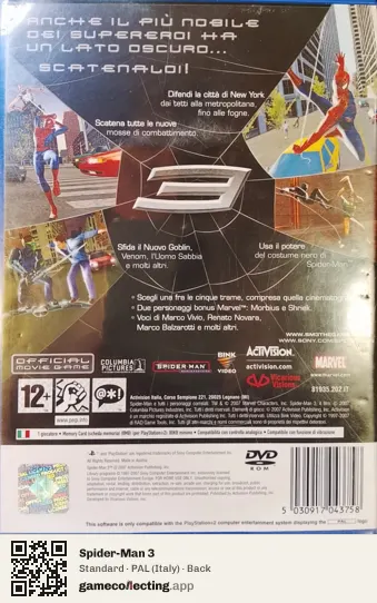 Spider-Man 3 PlayStation 2, Italy box back