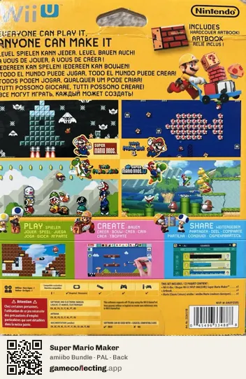 Super Mario Maker Nintendo Wii U, PAL box back