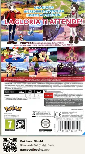 Pokémon Shield Nintendo Switch, Italy box back