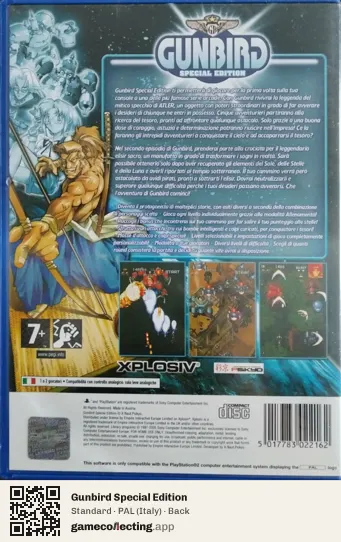 Gunbird Special Edition PlayStation 2, Italy box back