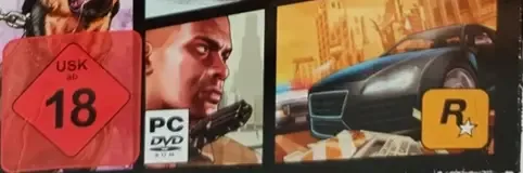Grand Theft Auto V, the USK square on its front