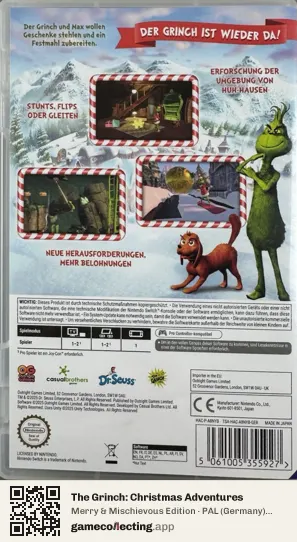 The Grinch: Christmas Adventures Nintendo Switch, Germany box back