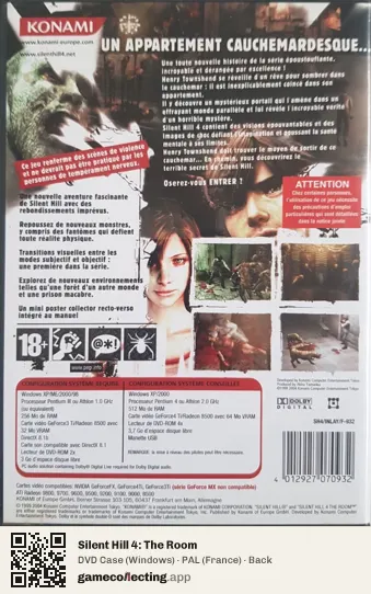 Silent Hill 4: The Room Computer, France box back