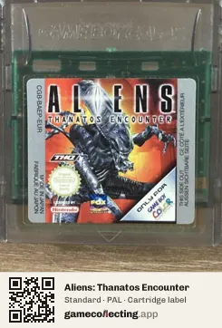 Aliens: Thanatos Encounter Game Boy Color, PAL cartridge label