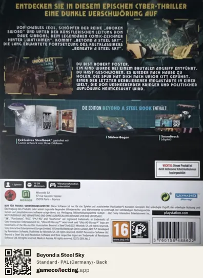 Beyond a Steel Sky PlayStation 5, Germany box back