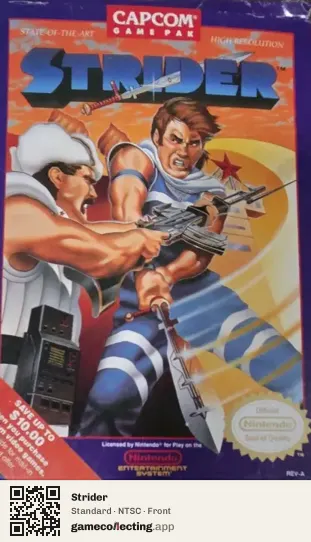Strider Nintendo Entertainment System, NTSC box front