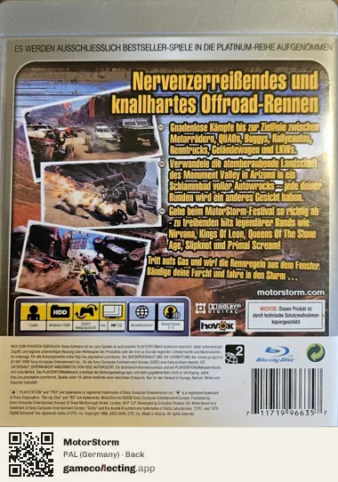 MotorStorm PlayStation 3, Germany box back