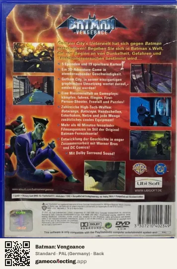 Batman: Vengeance PlayStation 2, Germany box back