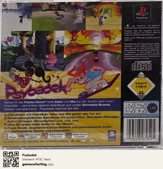 Psybadek PlayStation, NTSC box back