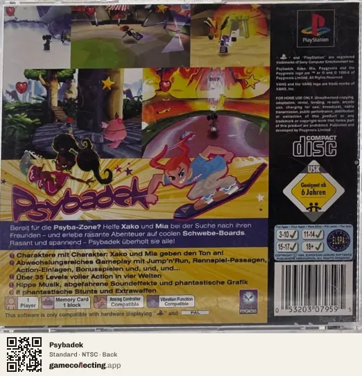 Psybadek PlayStation, NTSC box back