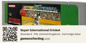 Super International Cricket Super Nintendo Entertainment System, PAL cartridge label