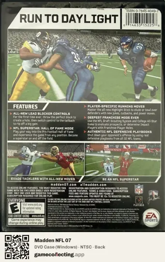 Madden NFL 07 Computer, NTSC box back