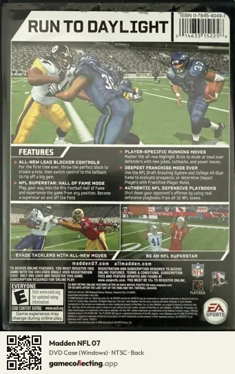 Madden NFL 07 Computer, NTSC box back