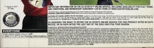 Tiger Woods PGA Tour 2003, the ESRB box on its front