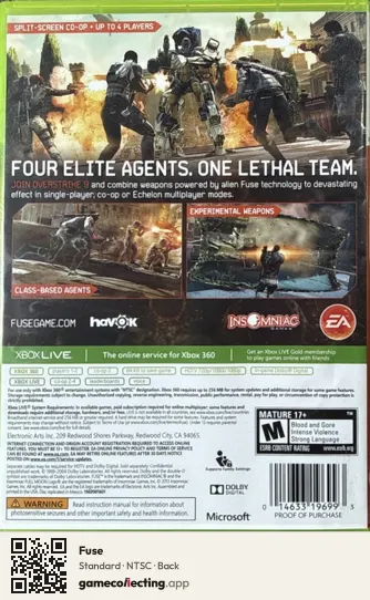 Fuse Xbox 360, NTSC box back