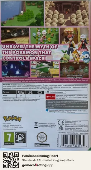 Pokémon Shining Pearl Nintendo Switch, United Kingdom box back