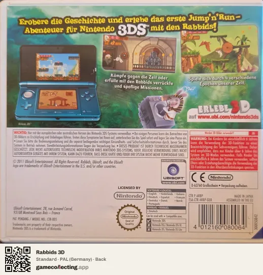 Rabbids 3D Nintendo 3DS, Germany box back
