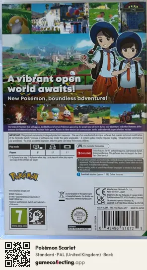 Pokémon Scarlet Nintendo Switch, United Kingdom box back