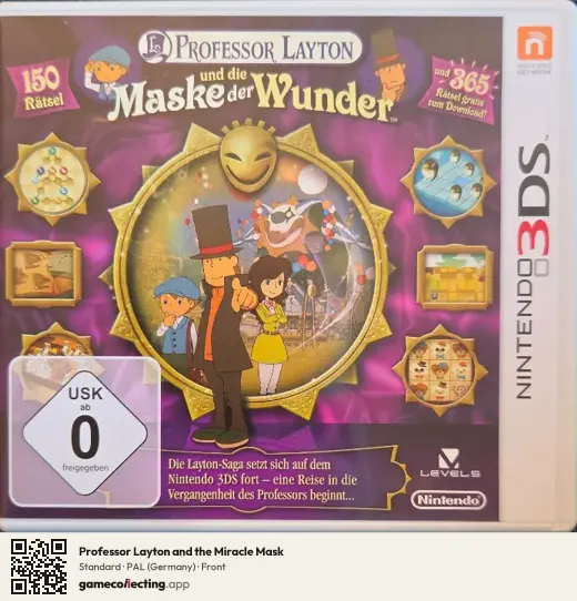 Professor Layton and the Miracle Mask Nintendo 3DS, Germany box front