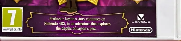 Professor Layton and the Miracle Mask, the PEGI square on its front