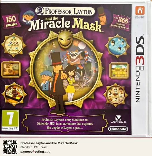 Professor Layton and the Miracle Mask Nintendo 3DS, PAL box front