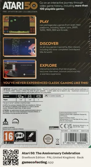 Atari 50: The Anniversary Celebration Nintendo Switch, United Kingdom box back