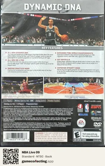 NBA Live 09 PlayStation 2, NTSC box back