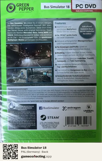 Bus Simulator 18 Computer, Germany box back
