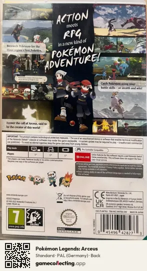 Pokémon Legends: Arceus Nintendo Switch, Germany box back