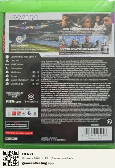 FIFA 21 Xbox One, Germany box back