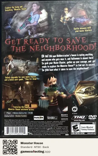 Monster House PlayStation 2, NTSC box back