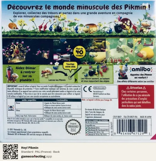 Hey! Pikmin Nintendo 3DS, France box back