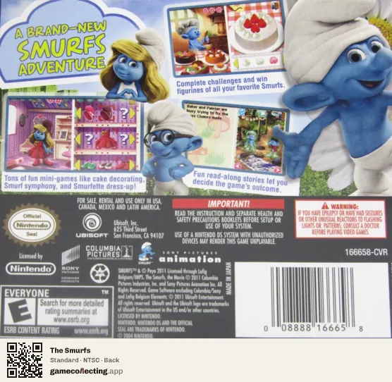 The Smurfs Nintendo DS, NTSC box back